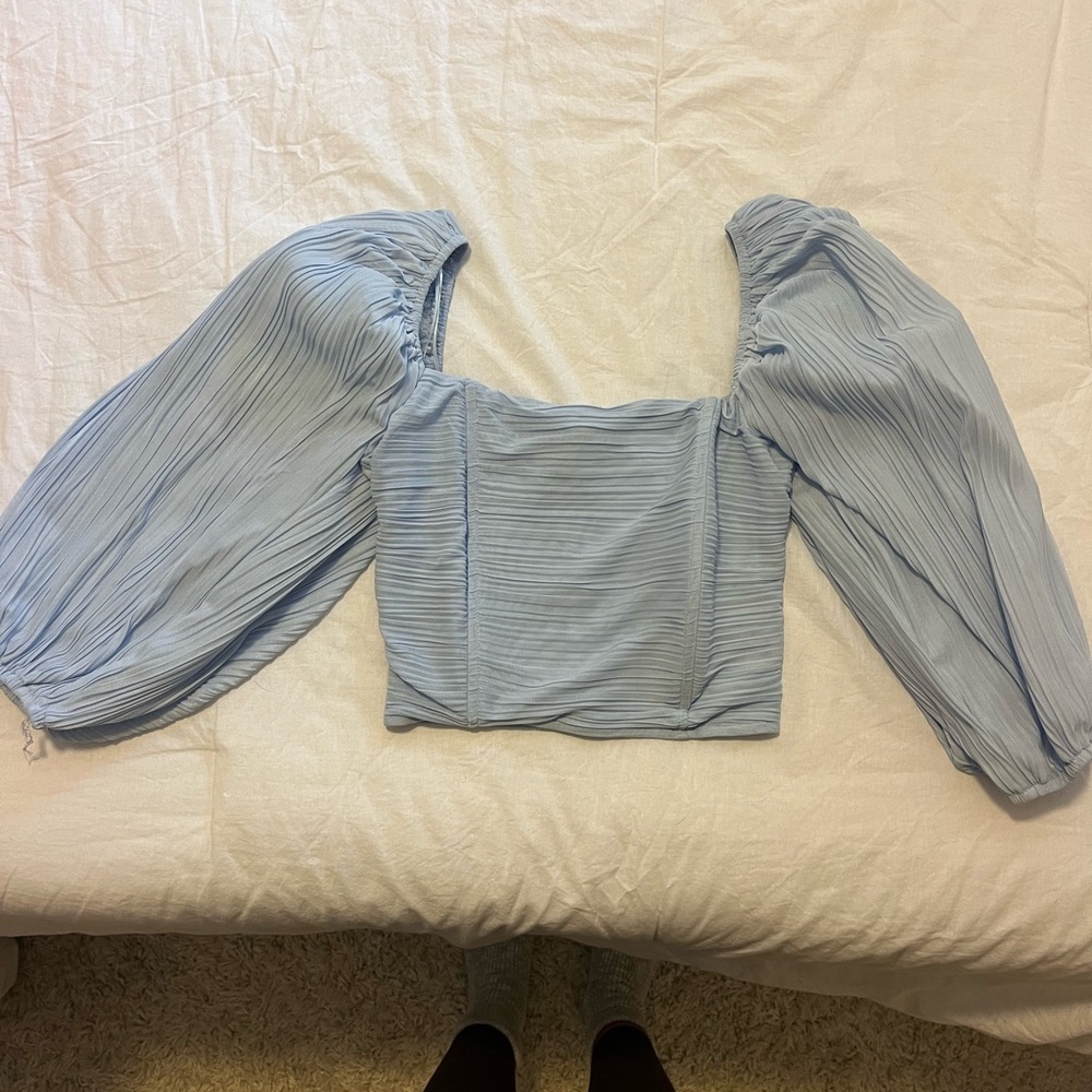Lena Light Blue Puff Sleeve Blouse